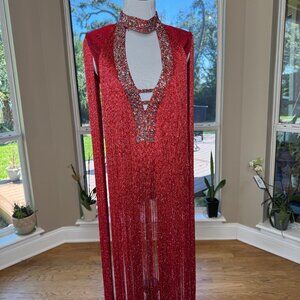 Red showgirl body suit